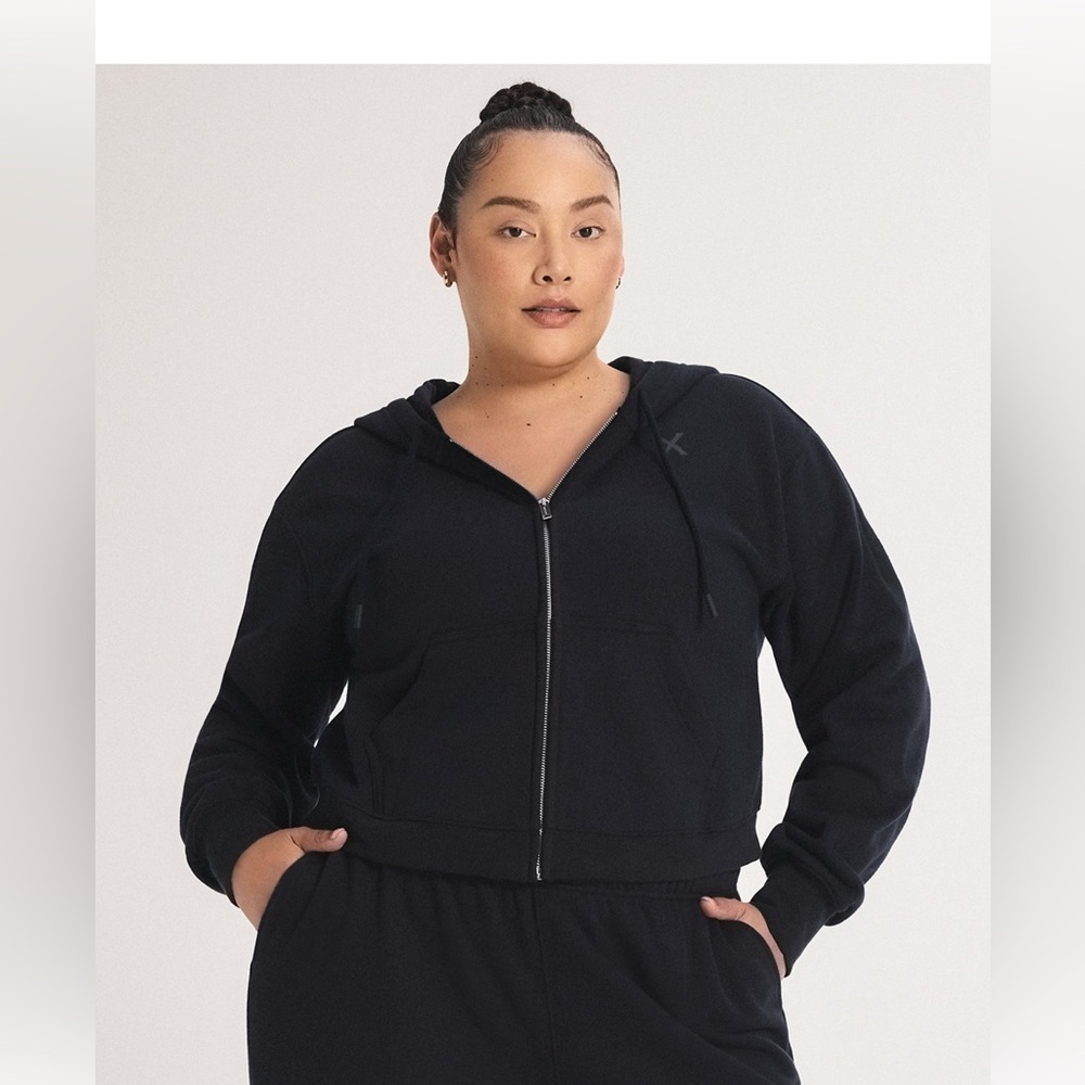 Savage X Fenty cropped  Black Zip-Up Hoodie